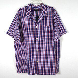 Polo Ralph Lauren Pajama Top Men's Size L Plaid Cotton Short Sleeve Loungewear